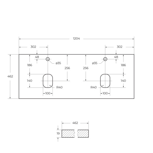 Столешница BelBagno EK-120-2-BL 120х46 накладная - фото 2