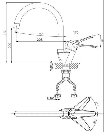 Смеситель для кухни Rush Jawa JA0735-22 на мойку хром