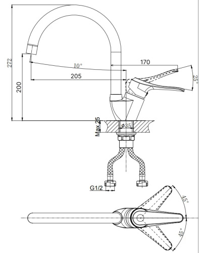 Смеситель для кухни Rush Jawa JA0735-22 на мойку хром - фото 2