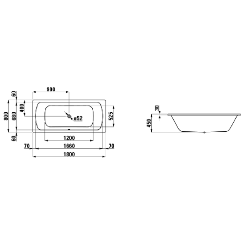 Ванна стальная Laufen Pro 2.2795.0.600.040.1 180х80 отдельностоящая прямоугольная - фото 2