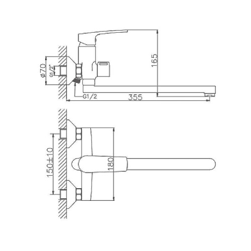 Cмеситель для ванны и душа Haiba HB22587 настенный хром - фото 3