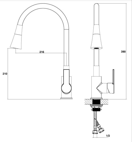 Смеситель для кухни Stella Polar Тулуза S3865-2 SP-00001979 на мойку оружейная сталь - фото 5