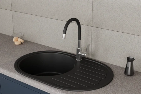 Смеситель для кухни Rush Siple SI7335-60Black на мойку хром