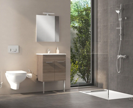 Комплект мебели: тумба 60х39х62 + раковина + зеркало Vitra Mia 75069 подвесной цвет коричневый