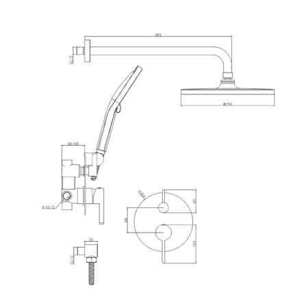 Душевая система Splenka S222.27.05 встраиваемая в стену цвет серый