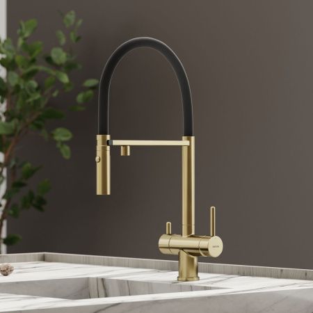 Смеситель для кухни Sancos Imola SC4010BGbh на мойку черный/золото