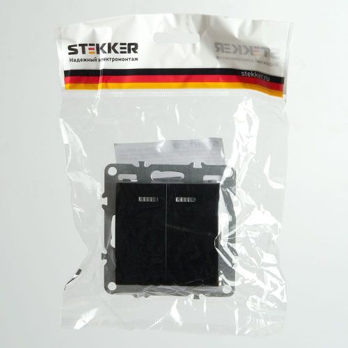Выключатель 2-клавишный с индикатором Stekker Эрна 49147 - фото 4