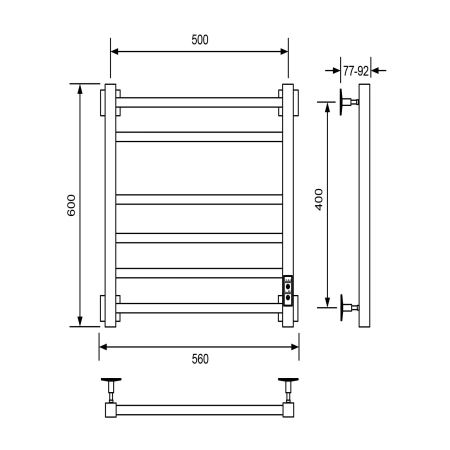 Полотенцесушитель Veconi Barro-B B6050B-B 50х60 электрический черный