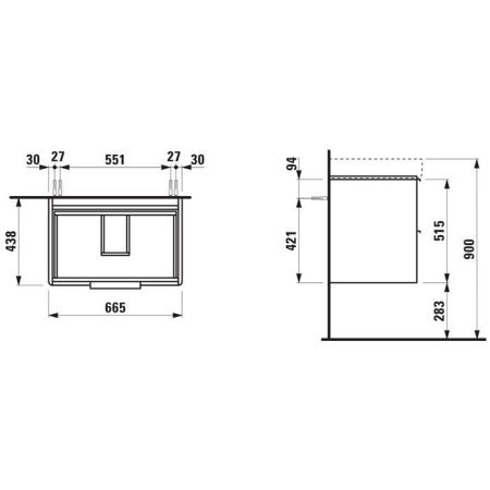 Тумба под раковину Laufen Base 4.0233.2.110.260.1 70х50 подвесная цвет белый
