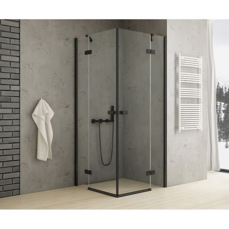 Душевой уголок New Trendy REFLEXA Black EXK-4982 100х80 стекло прозрачное профиль черный без поддона