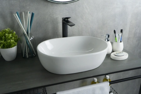 Раковина керамическая Gid Lago 51113 50х40 накладная цвет белый без отверстий под смеситель