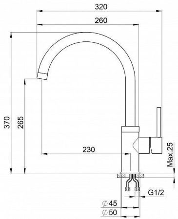 Смеситель для кухни Granula 2125, СЛАНЕЦ на мойку серый