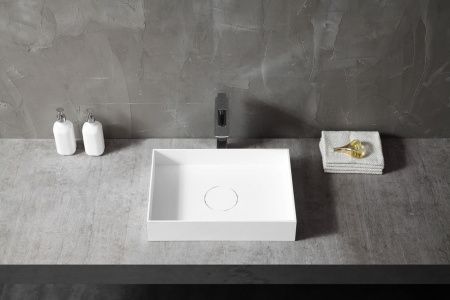 Раковина из искусственного камня Abber STEIN AS2621 50х40 накладная цвет белый без отверстий под смеситель