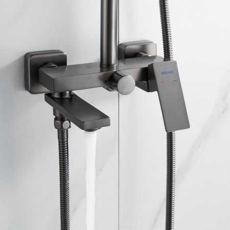 Душевая стойка Shevanik S9636T настенная цвет оружейная сталь
