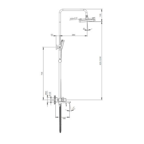Душевая стойка Splenka S01.24.06 настенная цвет черный - фото 3