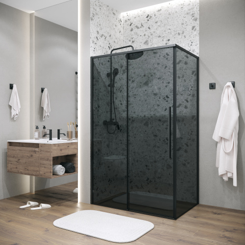 Душевой уголок Grossman Galaxy 120.K33.01.1290.21.10 120х90 стекло тонированное профиль черный матовый - фото 2