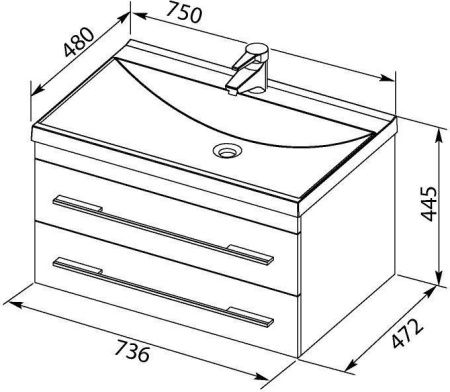 Тумба с раковиной Aquanet Нота 00287707 80х50 подвесная цвет белый