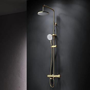 Душевая стойка Am.Pm X-Joy F0785A599 настенная цвет золото с термостатом