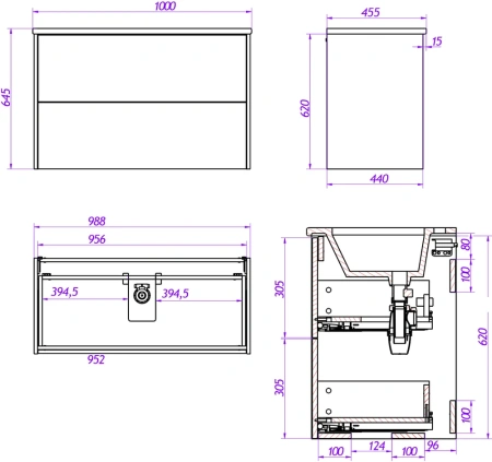 Тумба под раковину La Fenice Tesoro FNC-01-TES-DKK-100-2 100х40 подвесная цвет коричневый