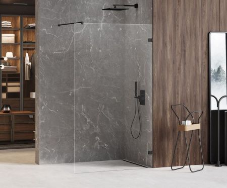 Душевая перегородка New Trendy AVEXA Black EXK-1965 60х200 стекло прозрачное профиль черный