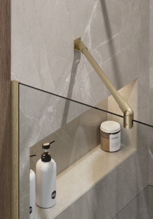 Душевая перегородка Timo T14 119х195 стекло прозрачное профиль золото