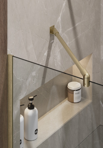 Душевая перегородка Timo T13 89х195 стекло прозрачное профиль золото - фото 4