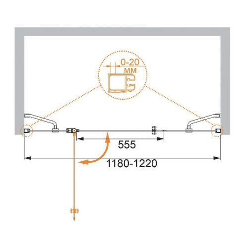 Душевая дверь Cezares ELENA ELENA-W-B-13-30+60/30-P-Cr-L 120х195 стекло рифленое профиль хром - фото 5