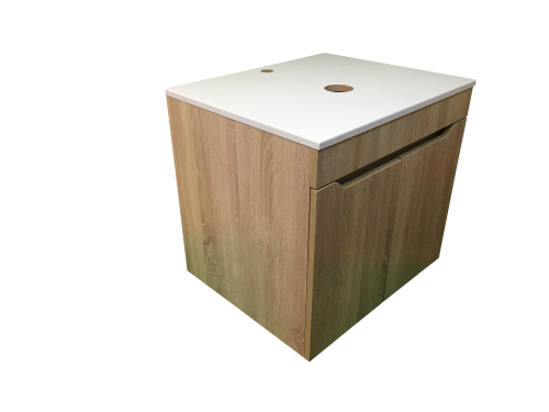 Тумба под раковину Sintesi STL.W7021 60х55х50 подвесная цвет белый/коричневый - фото 5