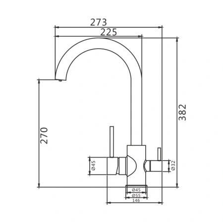 Смеситель для кухни Shevanik S168B на мойку сатин