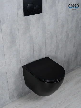 Унитаз подвесной Gid Tornado 62261Y черный матовый с сиденьем микролифт безободковый смыв торнадо