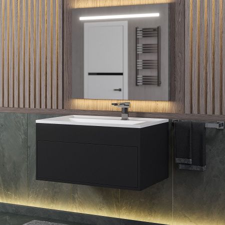 Тумба с раковиной Uperwood Lotus Premium 39340207461 80х50 цвет черный