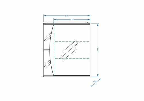 Зеркало-шкаф Stella Polar Волна SP-00000049 60х24х70 подвесной цвет белый - фото 2