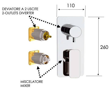 Смеситель для душа Daniel Tiara TA612D2KB15 встраиваемый в стену черный без термостата