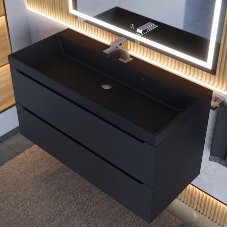 Тумба с раковиной Uperwood Tanos-Classic Quartz 3930421701 100х50 цвет черный