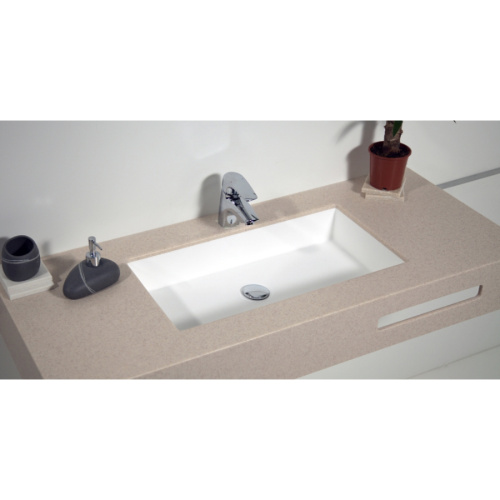 Раковина из искусственного камня MonteBianco Castello Uno 12113 55х37 встраиваемая цвет белый матовый без отверстий под смеситель - фото 3