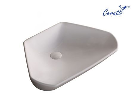 Раковина из сантехнического фарфора Cerutti SPA CR7070 60х40 накладная цвет белый без отверстий под смеситель