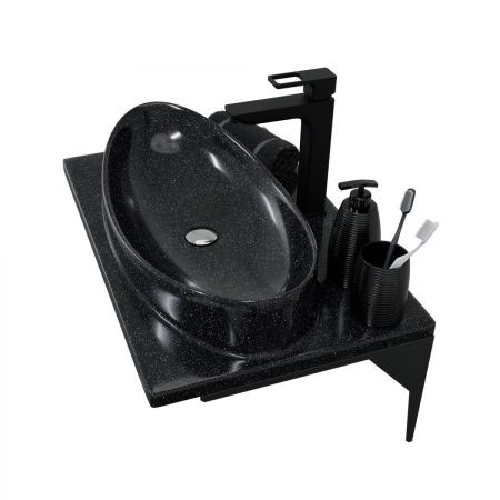 Раковина из искусственного камня СанТа 900144 70х50 подвесная цвет черный