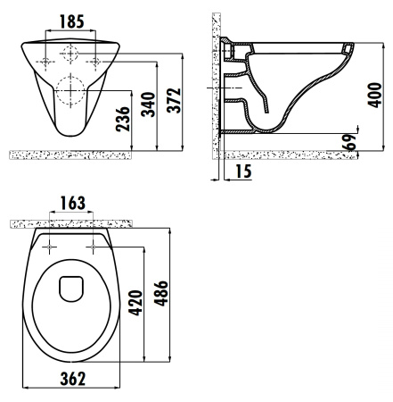 Чаша унитаза подвесная Creavit Perla TP320-00CB00E-0000 цвет белый без сиденья душевой смыв