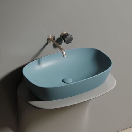 Раковина из сантехнического фарфора Ceramica Nova ELEMENT CN6049MLG 60х40 накладная цвет зеленый без отверстий под смеситель