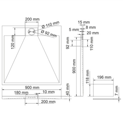 Душевой поддон WasserKRAFT Alme 15T 15T03 90x90 искусственный камень белый - фото 3
