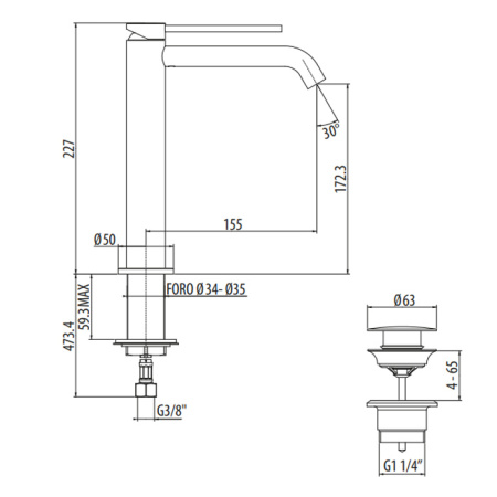 Смеситель Gattoni CIRCLE TWO 9146/91NO на раковину черный без термостата