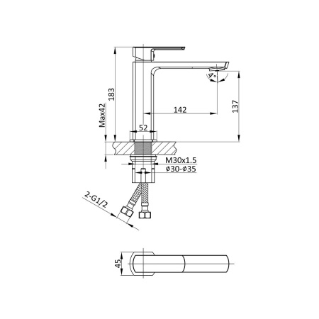 Смеситель Vincea Next VBF-1N1GM на раковину вороненая сталь