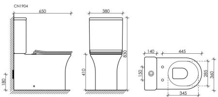 Унитаз напольный с бачком Ceramica Nova STAR CN1904 белый с сиденьем микролифт безободковый душевой смыв