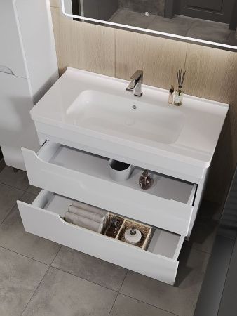 Тумба с раковиной Orange TOPLINE-Milano TMR100+RA 100х50 цвет белый