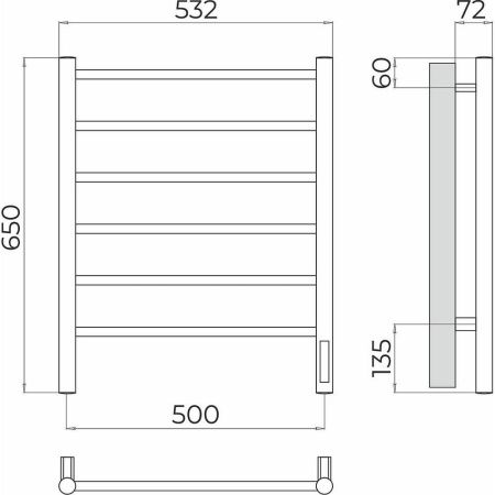 Полотенцесушитель электрический Terminus 4670078531155 55х65 хром