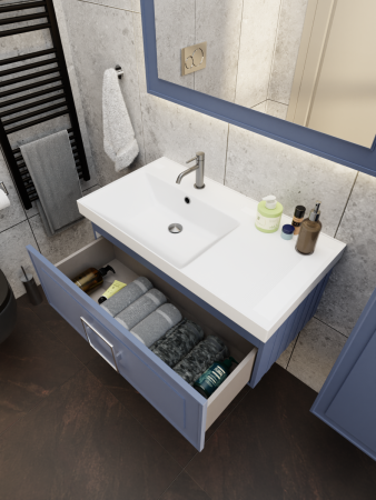 Тумба с раковиной La Fenice CUBO NFNC-01-CUB-BG-90-1-90L 90х50 подвесная цвет синий