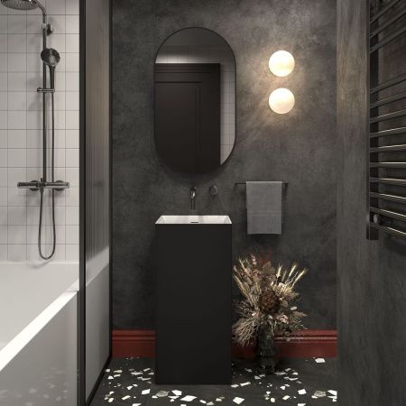 Раковина акриловая Wellsee Pure BY Wellsee 230713000 40х40 напольная цвет белый/черный без отверстий под смеситель