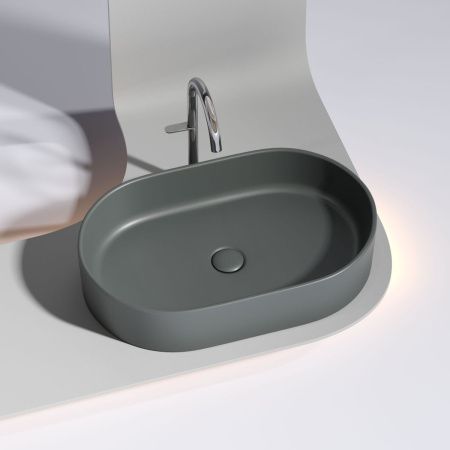 Раковина из сантехнического фарфора Ceramica Nova ELEMENT CN6048MDH 60х40 накладная цвет черный без отверстий под смеситель