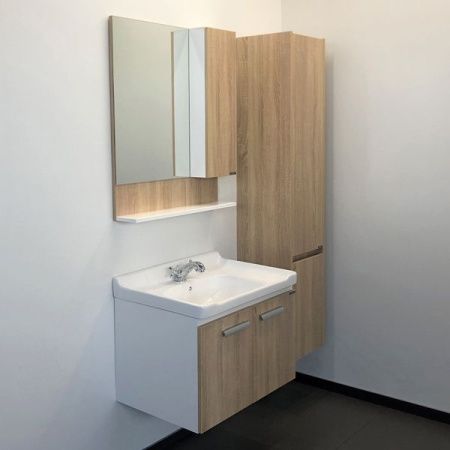 Тумба с раковиной Comforty Рига 00004142215CF 70х50 подвесная цвет коричневый