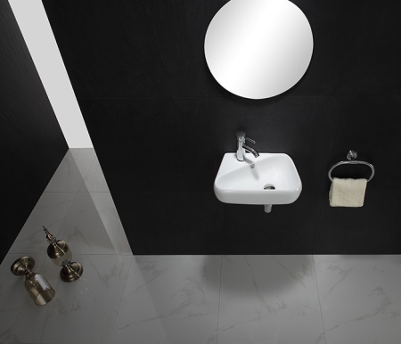 Раковина из санфаянса CeramaLux 9275R 45х28 подвесная цвет белый 1 отверстие под смеситель